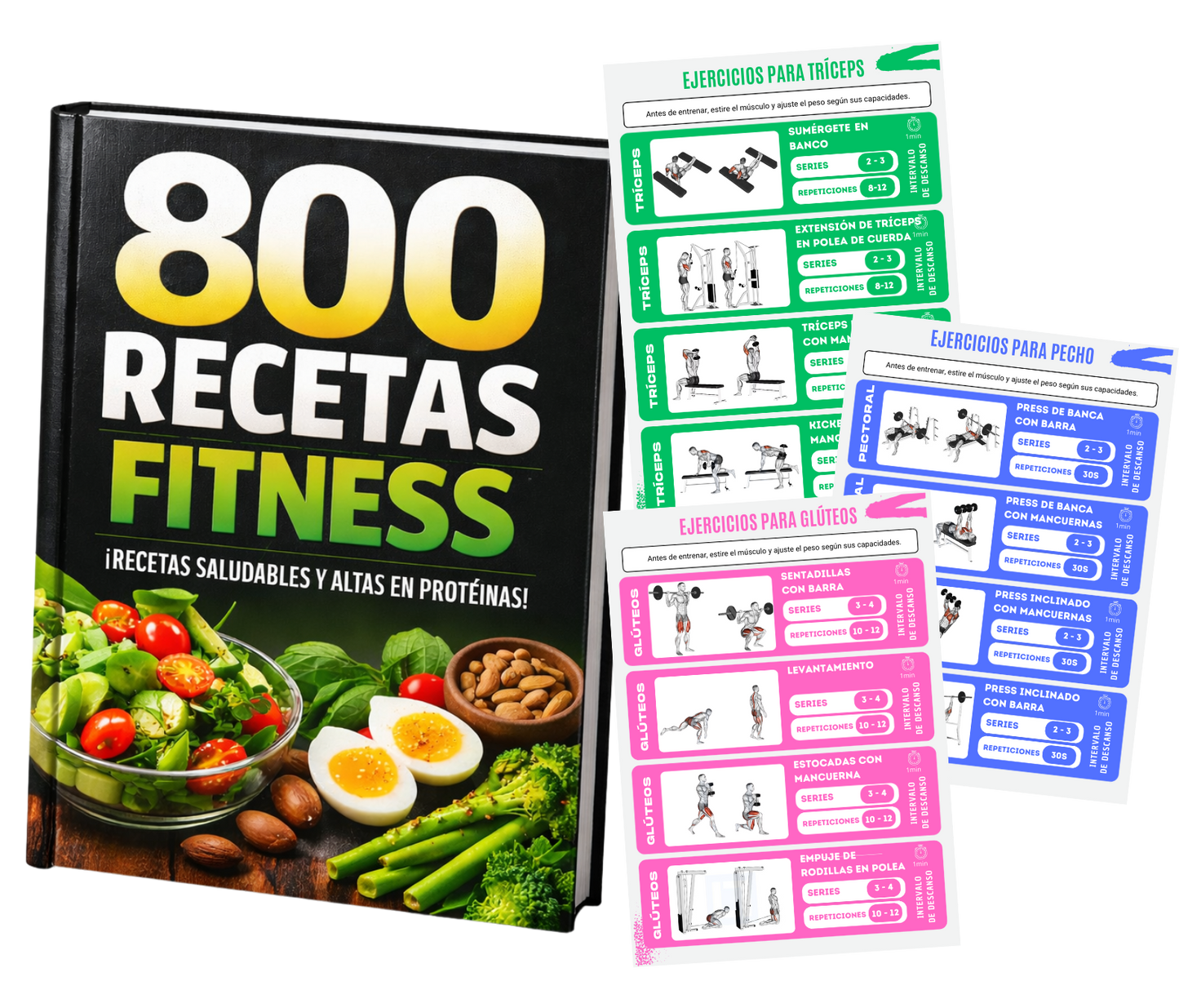 PACK FITNESS: 800 Recetas Proteicas Saludables + Guía de Ejercicios + 7 BONOS 🎁