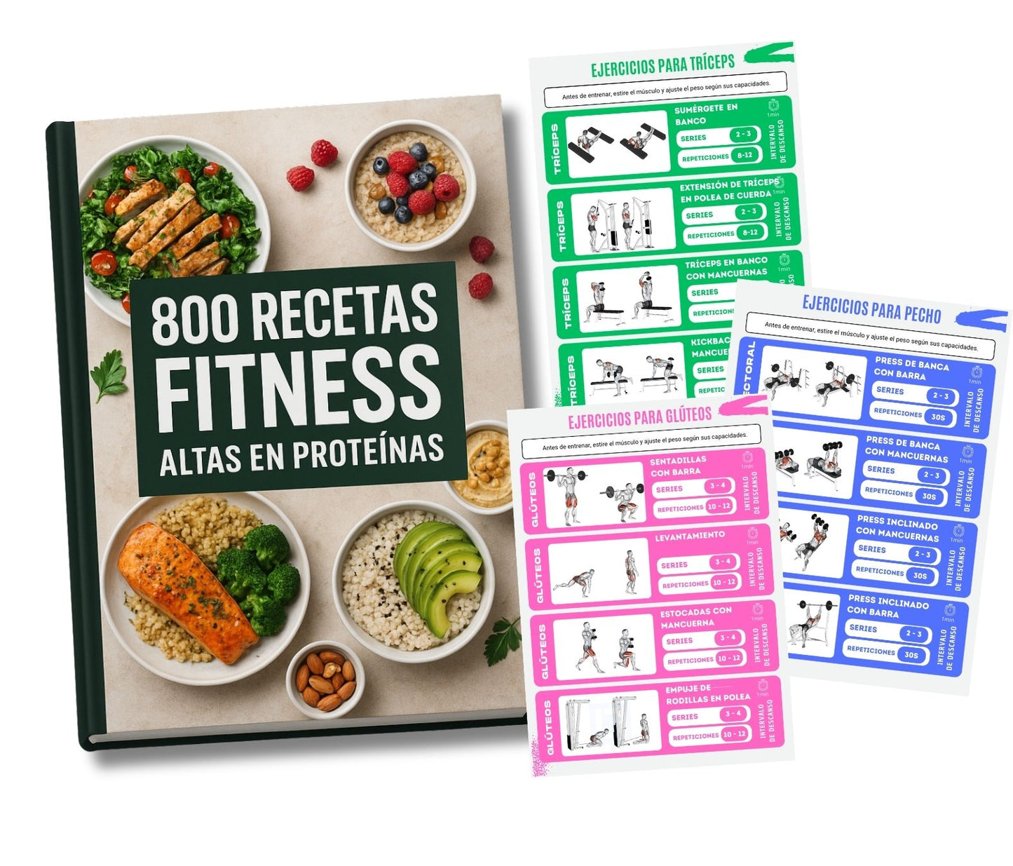PACK FITNESS: 800 Recetas Proteicas Saludables + Guía de Ejercicios + 7 BONOS 🎁